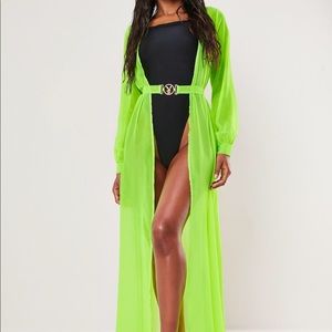 Lime sheer beach kimono cover up